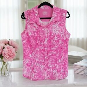 Reel Legends M Women's Mariner  Sleeveless Shirt Performance Outfitters Pink‎